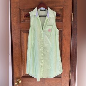 Ralph Lauren Lightweight Button Up Dress Green Gingham Size Medium